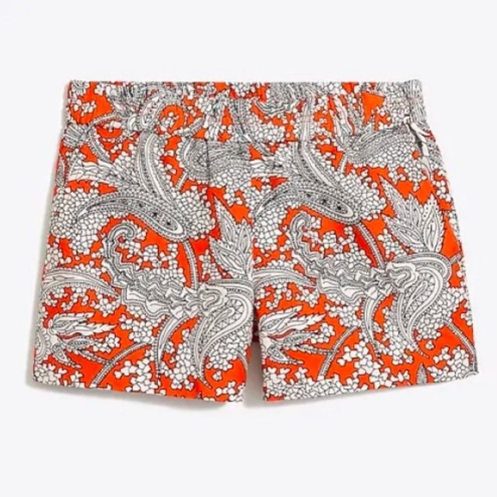 J. Crew Orange Paisley Print Boardwalk Shorts